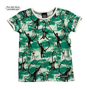Villervalla Sz 98 (3Y) Organic Forest Monkey Print Top